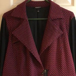 Torrid size 1 magenta/black asymmetrical motorcycle jacket